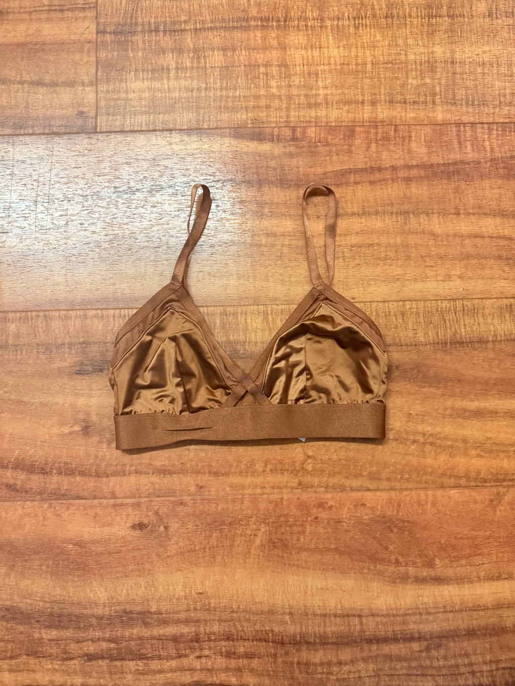 Auden Satin Triangle Bralette In Copper Brown